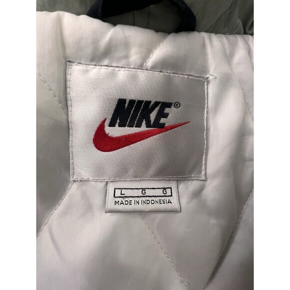 Vintage Nike Jacket Big Logo Hooded Bomber Puffer Coat 90s Black White Sz L - Picture 11 of 14